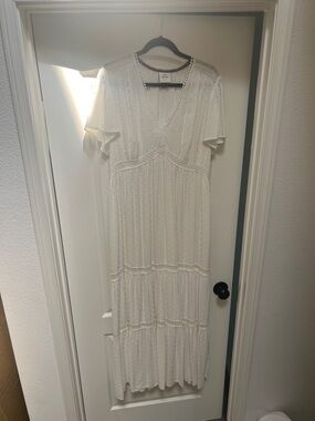 Knox Rose Cream V‑Neck Tiered Maxi Dress